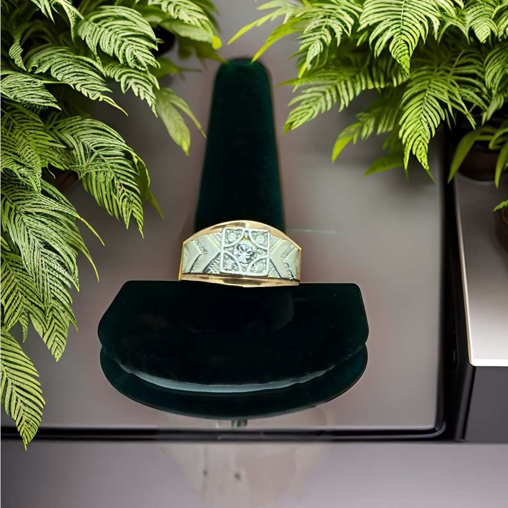 Gold And Silver Geometric Ring - image 1